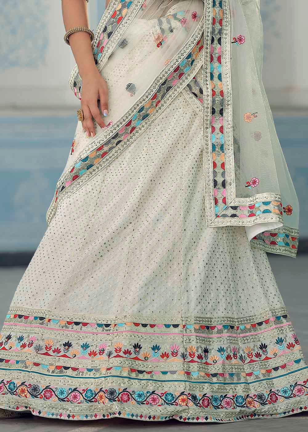 Daisy White Georgette Lehenga Choli with Thread & Sequence work