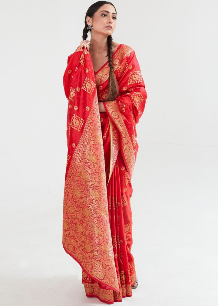Imperial Red Zari Woven Banarasi Silk Saree