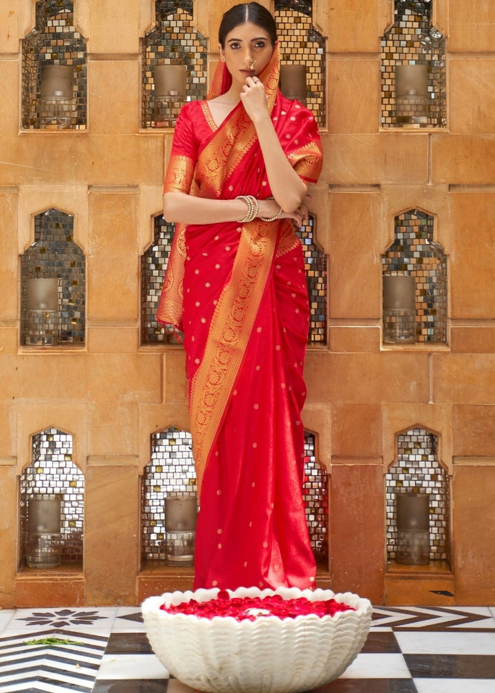 Crimson Red Woven Kanjivaram Silk Saree : Top Pick