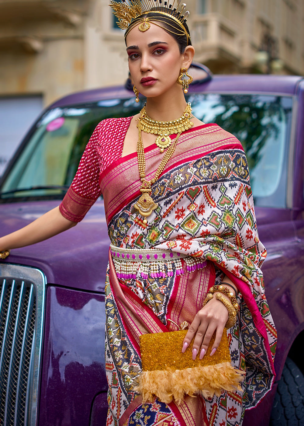 Multicolored Patola Printed Viscose Silk Saree