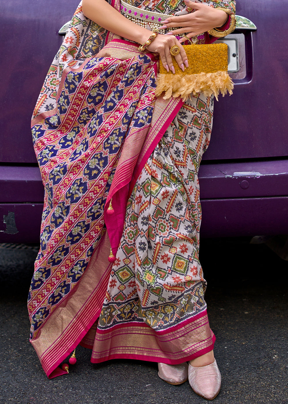 Multicolored Patola Printed Viscose Silk Saree