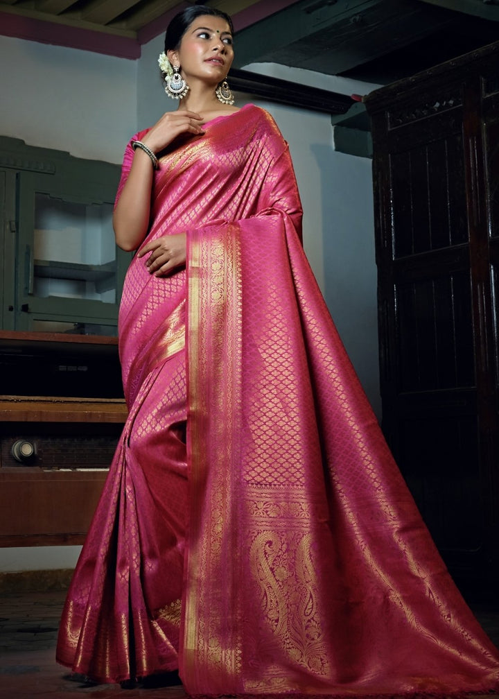 Shocking Pink Woven Kanjivaram Silk Saree