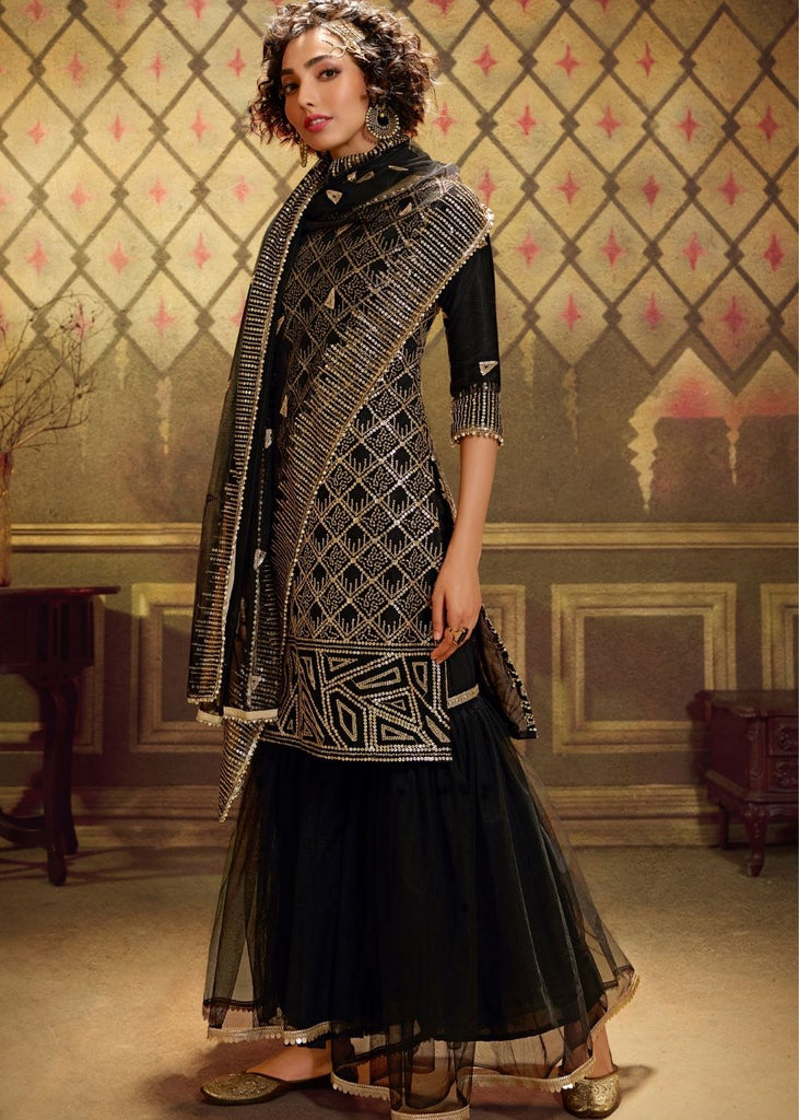 Buy 62/7XL Size Abaya Style Black Sharara Suits Online for Women in USA
