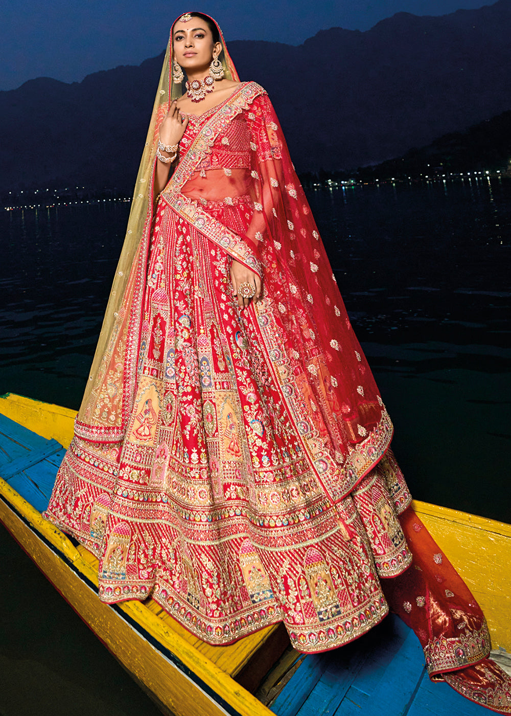 Pink Golden Lehenga Choli for Pakistani Wedding Dresses – Nameera by Farooq