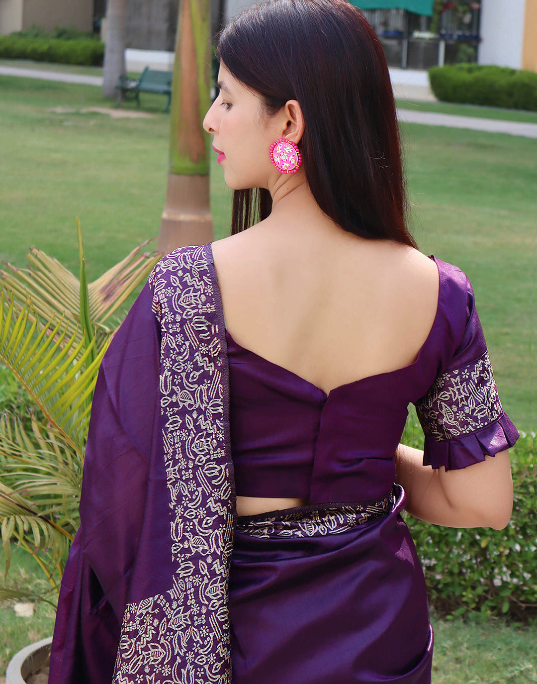 Mardi Gras Purple Handloom Raw Silk Saree