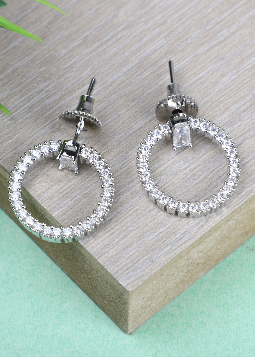 Silver White Stones & Zircon Work Designer Earrings