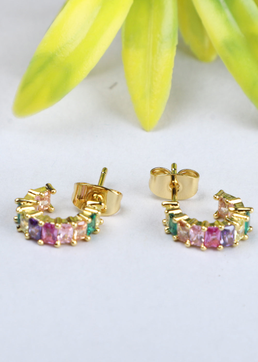 Multi Colored Precious Stones Earrings