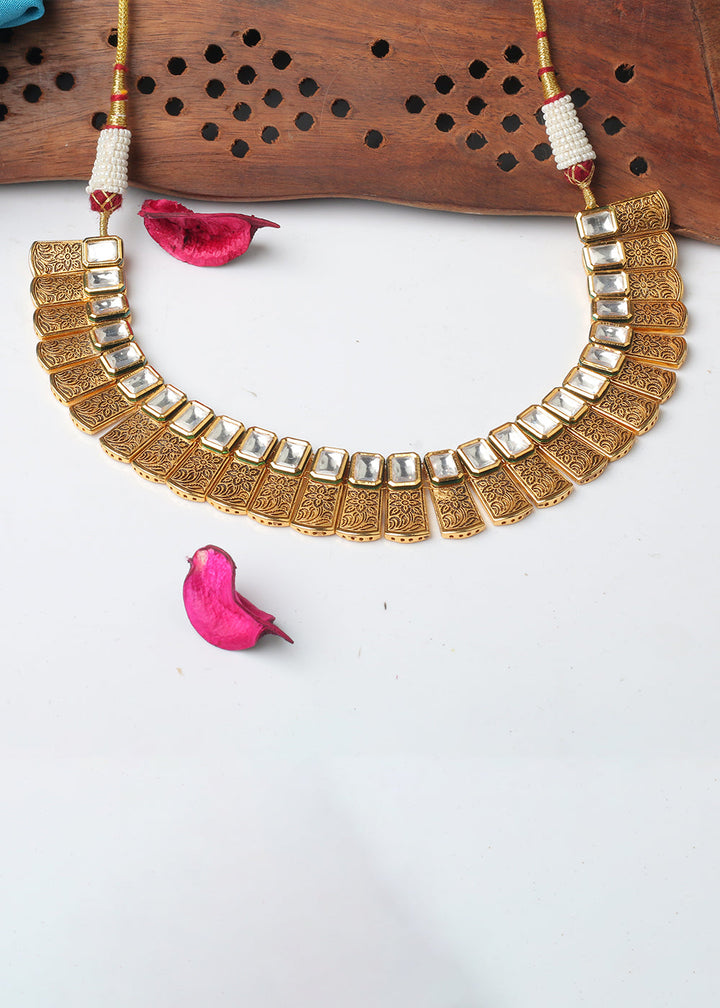 Golden & Red Kundan Necklace Set