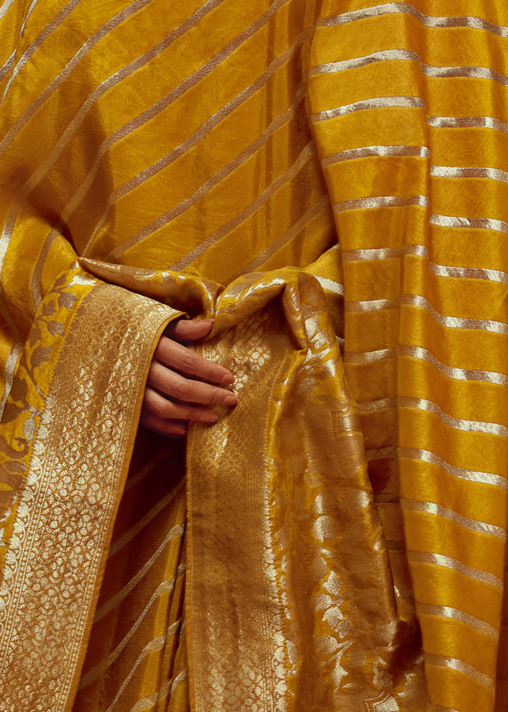 Mustard Yellow Woven Viscose Silk Saree